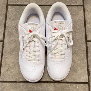 Reebok White and Red Classic Sneakers
